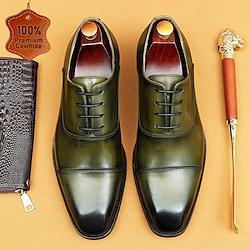 Men's Oxfords Formal Shoes Brogue Dress Shoes British Gentleman Office Career Party Evening Leather Italian Full-Grain Cowhide Comfortable Slip Resistant Lace-up Black Brown Green Lightinthebox