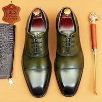 Men's Oxfords Formal Shoes Brogue Dress Shoes British Gentleman Office Career Party Evening Leather Italian Full-Grain Cowhide Comfortable Slip Resistant Lace-up Black Brown Green Lightinthebox