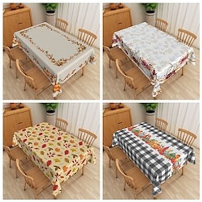 Rectangle Thanksgiving Tablecloth, Pumpkin Table cloth, Polyester Wrinkle Resistant Durable Tablecloth for Halloween, Party, Holiday,Kitchen and Home Decor Lightinthebox