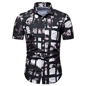 Men's Shirt 3D Print Graphic Patterned Turndown Street Daily 3D Button-Down Short Sleeve Tops Casual Fashion Comfortable Black Lightinthebox