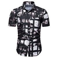 Men's Shirt 3D Print Graphic Patterned Turndown Street Daily 3D Button-Down Short Sleeve Tops Casual Fashion Comfortable Black Lightinthebox - thumbnail