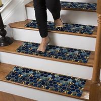 1pc Marble Pattern Stair Thread Mat Modern Polyester TPR Bottom Non-slip Carpet 30 X8 Indoor Stair Mat, Suitable For Wooden Steps, Stair Carpet For All Lightinthebox - thumbnail