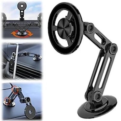 Universal 360° Rotation Car Phone Holder, Magnetic Car Mount Auto Retractable Phone Clamp, Hands Free Automobile Mounts Cell Phone Holder with Metal Ring for Car Dash Lightinthebox