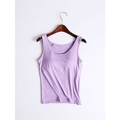 Women's Pajamas Tank Top Simple Comfort Home Daily Bed Modal Breathable Crew Neck Sleeveless Chest pads Summer Black White Lightinthebox