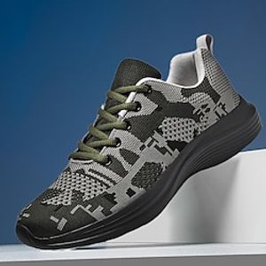 Men's Casual Shoes Trekking Shoes Hiking Sporty Outdoor Tissage Volant Breathable Lace-up Army Green Color Block Fall Winter Lightinthebox