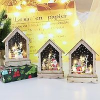 Christmas Decorations Illuminated Cabin Christmas LED Wooden Small House Creative Christmas Gift Desktop Ornaments Lightinthebox - thumbnail