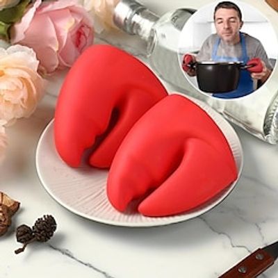 1 Pair Anti-Scald Pot Holders, Red Silicone Oven Glove Set, Lobster Claw Oven Gloves, Red Crab Oven Glove, Non-Slip Silicone Oven Gloves, Kitchen Safe Cooking Gloves For Oven Lightinthebox