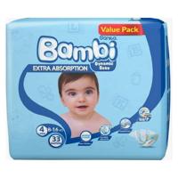 Sanita Bambi Baby Diapers Value Pack Size 4, Large, 8-16 Kg, 33 Count