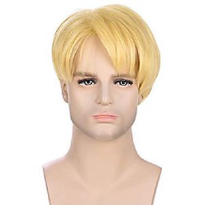 amzcos men's short blonde straight hair wigs for cosplay, halloween party Lightinthebox
