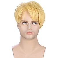 amzcos men's short blonde straight hair wigs for cosplay, halloween party Lightinthebox - thumbnail