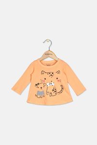 Baby Girls Dog & Cat Longsleeve T-Shirt  Melon Ball Heather