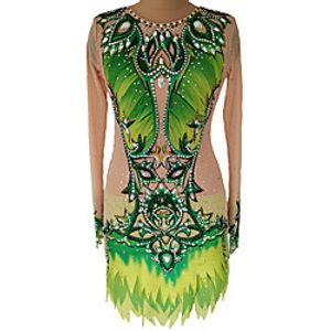 Rhythmic Gymnastics Leotards Artistic Gymnastics Leotards Women's Girls' Kids Leotard Spandex High Elasticity Breathable Handmade Long Sleeve Training Competition Dance Rhythmic Gymnastics Artistic Lightinthebox