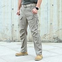 Men's Cargo Pants Cargo Trousers Tactical Pants Button Multi Pocket Plain Wearable Casual Daily Holiday Sports Fashion Black Khaki Lightinthebox - thumbnail