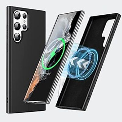 Phone Case For Samsung Galaxy Back Cover Magnetic Adsorption S22 Ultra Plus S21 FE S20 S10 S10 Plus Portable Shockproof Solid Colored PC Lightinthebox