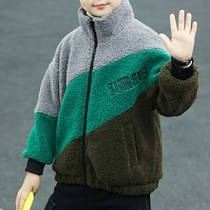 Kids Boys Fleece Jacket Hoodie Jacket Outerwear Graphic Long Sleeve Zipper Coat Outdoor Fashion Daily Army Green Spring Fall 7-13 Years Lightinthebox