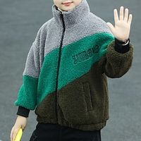 Kids Boys Fleece Jacket Hoodie Jacket Outerwear Graphic Long Sleeve Zipper Coat Outdoor Fashion Daily Army Green Spring Fall 7-13 Years Lightinthebox - thumbnail