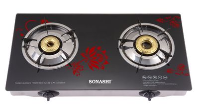 Sonashi Two Gas Burner Full Safety Glass Floral (SGB-206GFFD)