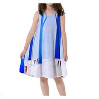 Kids Little Girls' Dress Graphic Tank Dress Print Blue Knee-length Sleeveless 3D Print Dresses Spring  Summer Loose 4-13 Years miniinthebox - thumbnail
