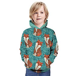 Kids Boys' Hoodie  Sweatshirt Long Sleeve Graphic Fox Animal Unisex Print Blue Children Tops Summer Active Christmas Regular Fit 3-13 Years Lightinthebox