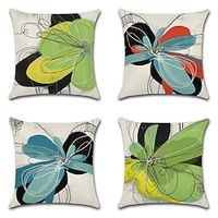 Modern Double Side Cushion Cover 4PC Soft Decorative Square Throw Pillow Cover Cushion Case Pillowcase for Sofa Bedroom Superior Quality Machine Washable Lightinthebox - thumbnail