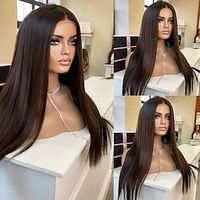 Straight Human Hair Lace Front Wig Brazilian Virgin Hair Ombre Color Lace Front Wig with Baby Hair for Women Lightinthebox - thumbnail