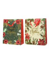 Homesmiths Christmas Giftbag Paper Rect Poinsettia Design 42cm Assorted 1 Piece