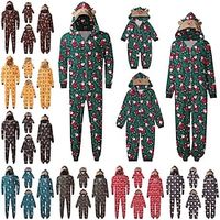 Family Christmas Pajamas Mommy and Me Romper Animal Home Print Black Yellow Red Long Sleeve Mommy And Me Outfits Active Matching Outfits miniinthebox - thumbnail
