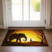 Shadow Elephant Girl Doormat Non-Slip Oil Proof Rug Indoor Outdoor Mat Bedroom Decor Bathroom Mat Entrance Rug Door Mat Lightinthebox