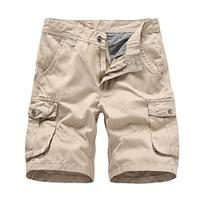 Men's Cargo Shorts Shorts Button Multi Pocket Plain Wearable Short Outdoor Daily Going out 100% Cotton Fashion Classic Black Army Green Lightinthebox