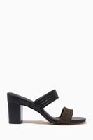 Glenda Mules in Leather & Logo Canvas Glenda Mules in Leather & Logo Canvas