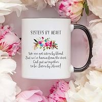 1pc Ceramic Coffee Mug - 11oz - Sisters By Heart - Perfect for Summer and Winter Drinks - Home Kitchen Item - Birthday Gift Lightinthebox - thumbnail