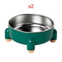 Cozy Paws Stainless Steel Pet bowl With Four Corners - Green (Pack of 2)