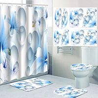 Butterfly Flower Pattern Printing Bathroom Shower Curtain Leisure Toilet Four-piece Design miniinthebox Butterfly Flower Pattern Printing Bathroom Shower Curtain Leisure Toilet Four-piece Design miniinthebox