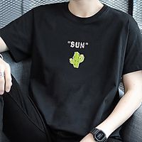 Men's Unisex Tee T shirt Hot Stamping Graphic Prints Cactus Letter Plus Size Print Short Sleeve Casual Tops Cotton Basic Fashion Designer Big and Tall White Black Khaki Lightinthebox - thumbnail