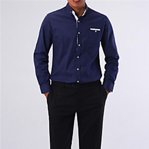 Men's Shirt Solid Color Long Sleeve Casual Tops Casual White Black Red miniinthebox
