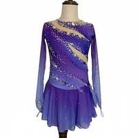 Figure Skating Dress Women's Girls' Ice Skating Dress Purple Thumbhole Halo Dyeing Mesh Spandex Stretchy Training Practice Professional Skating Wear Thermal Warm Classic Crystal / Rhinestone Long Lightinthebox