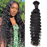 1 Bundles Human Braiding Hair Bulk Hair For Braiding Remy Deep Wave Hair Wave Bulk Extensions Lightinthebox - thumbnail
