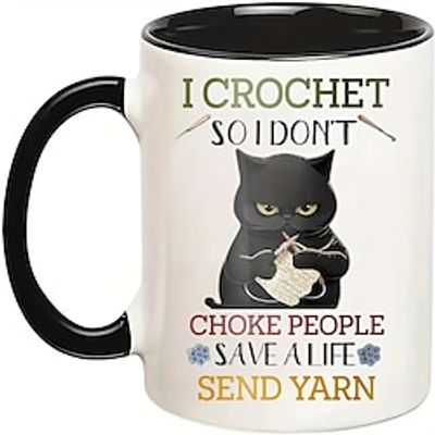 1pc I Crochet So I Don't Choke People Cup Knitting Coffee Mug Halloween Black Cat Gifts For Cat Lovers Party Gift Holiday Gift Christmas Gift Lightinthebox