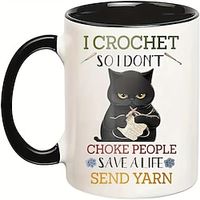 1pc I Crochet So I Don't Choke People Cup Knitting Coffee Mug Halloween Black Cat Gifts For Cat Lovers Party Gift Holiday Gift Christmas Gift Lightinthebox - thumbnail