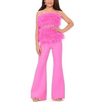 Jumpsuits Ankle Length Flower Girl Dress Pageant  Performance Girls Cute Prom Dress Chiffon with Feathers  Fur Elegant Fit 3-16 Years Lightinthebox - thumbnail