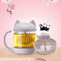 Cat Tea Cup Water Cup Tea Infuser Steeper Cute Cartoon Glass Cup Make Tea Lemon Flower Tea Cup Tableware Lightinthebox - thumbnail