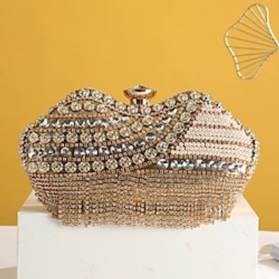 Women's Clutch Evening Bag Alloy Party Beach Crystals Chain Solid Color Silver Black Champagne miniinthebox