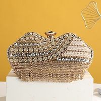 Women's Clutch Evening Bag Alloy Party Beach Crystals Chain Solid Color Silver Black Champagne miniinthebox - thumbnail