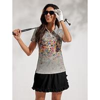 Women's Golf Polo Shirt Grey Short Sleeve Top Ladies Golf Attire Clothes Outfits Wear Apparel Lightinthebox