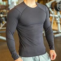 Men's T shirt Tee Gym Shirt Compression Shirt Training Shirt Men Tops Crew Neck Long Sleeve Sports  Outdoor Vacation Going out Casual Daily High Stretch Soft Quick Dry Plain Black White Activewear Lightinthebox - thumbnail