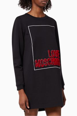 3D Logo Sweatshirt Dress in Cotton