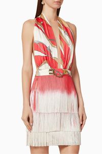 Fringed Silk Twill Mini Dress