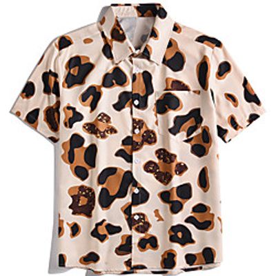 Men's Shirt Other Prints Camo  Camouflage Button-Down collared shirts Short Sleeve Street Tops Casual Military Khaki Lightinthebox