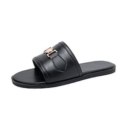 Men's Slippers  Flip-Flops Casual Daily PU Black / Gold Black Spring Summer miniinthebox