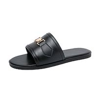Men's Slippers  Flip-Flops Casual Daily PU Black / Gold Black Spring Summer miniinthebox - thumbnail